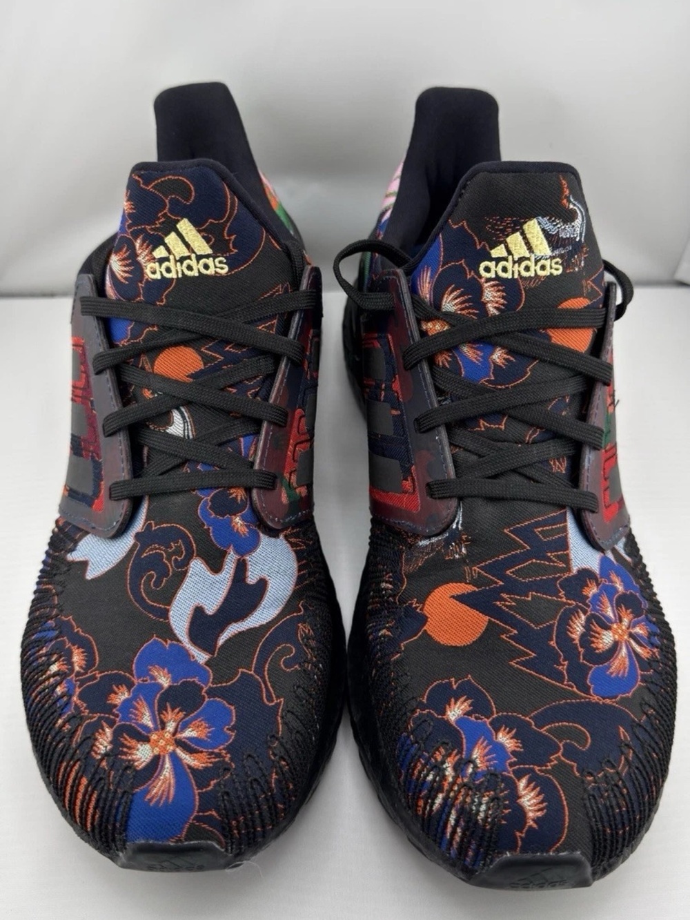 adidas Black Athletic Sneakers with Blue & Orange Floral Print